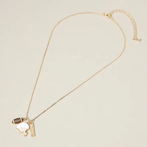 Cheers Message Enamel Football Pendant Necklace