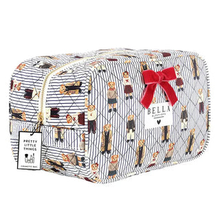 Preppy Bear Quilted Cosmetic Bag