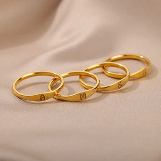 Dainty Gold Initial Letter Stacking Ring