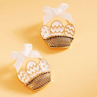 Easter Egg Enamel Ribbon Post Earrings