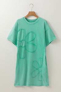 Flower Patchwork T Shirt Dress