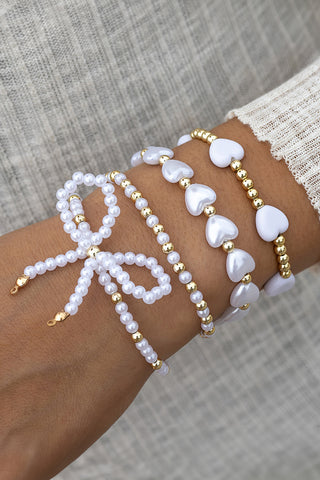 Bow Knot Pearl Beaded Multi Layered Bracelet Set