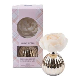 Sweet Grace Plaid Flower Diffuser | Metallic Vessel