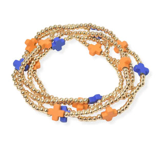 Cross Gold Bead Stretch Bracelet