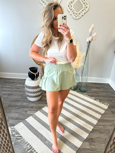 Side Pleated Accents Active Shorts