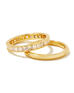 Ella Ring Set of 2 in White Crystal- by Kendra Scott