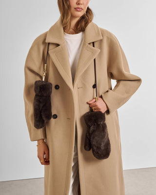 Faux Fur Mittens with Cord