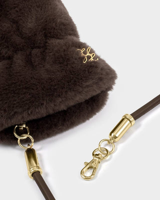 Faux Fur Mittens with Cord