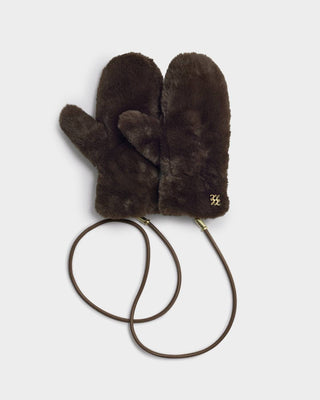 Faux Fur Mittens with Cord