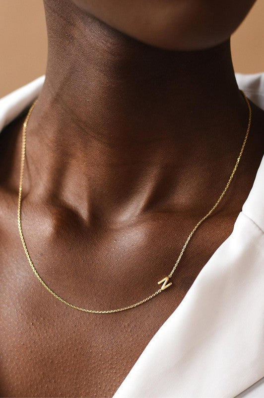 Sideways Initial Necklace - 24 K Gold Plated | Ciao Bambina
