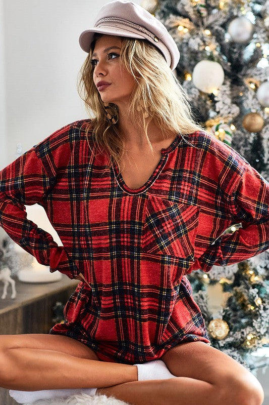 Cherry Plaid Top