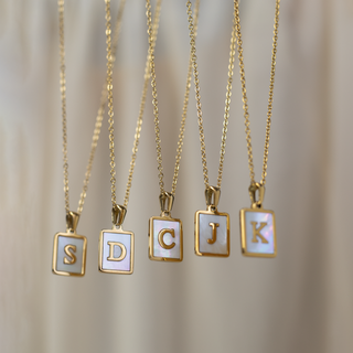 Gold Frame Initial Necklace