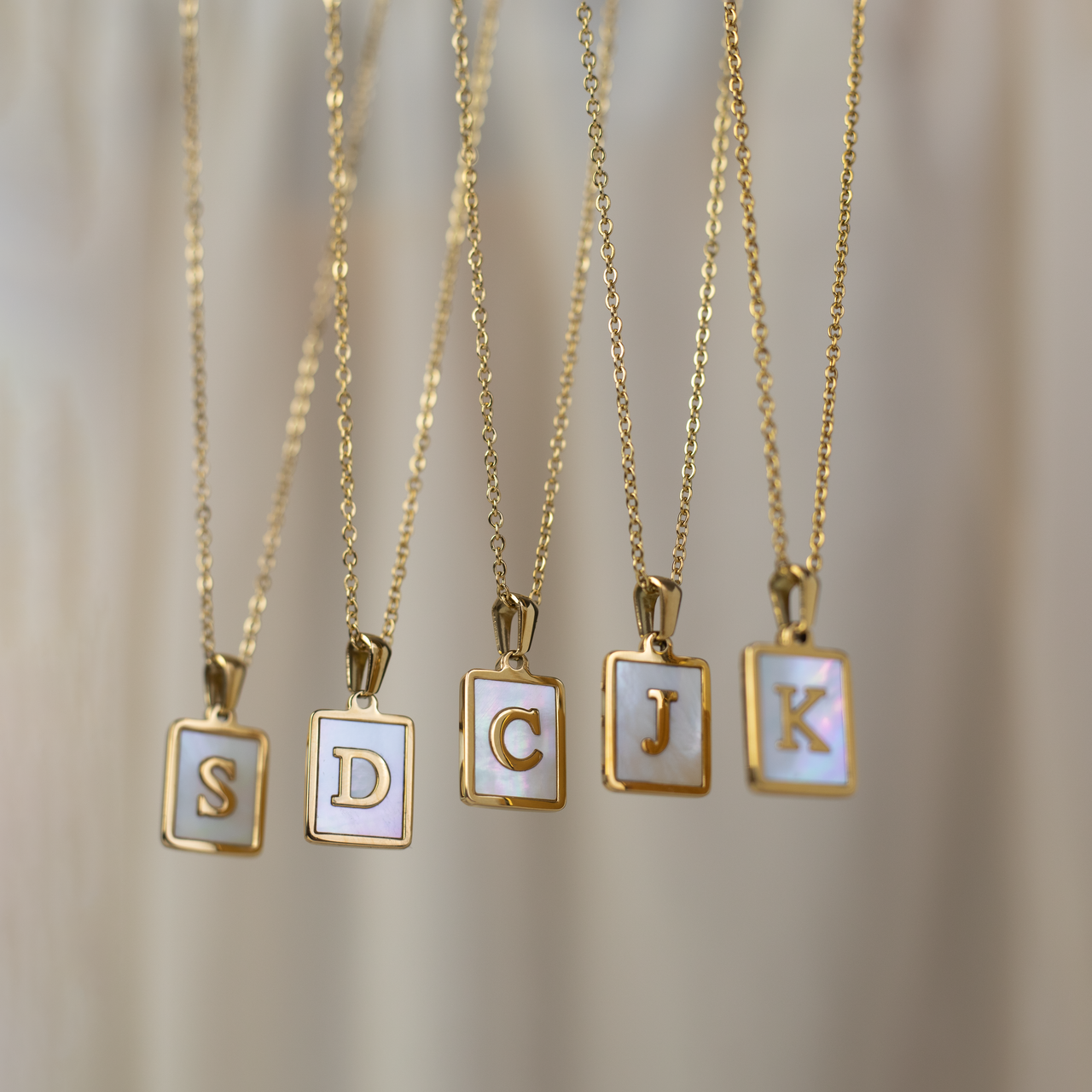 Gold Frame Initial Necklace