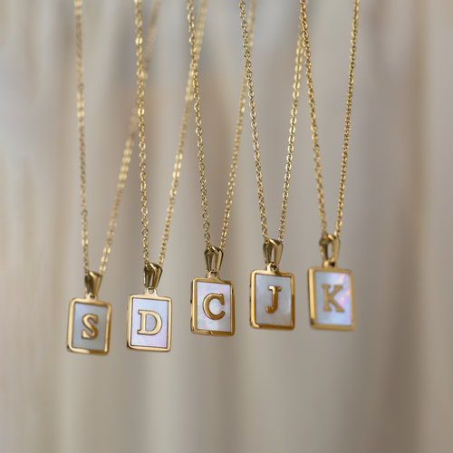 Gold Frame Initial Necklace