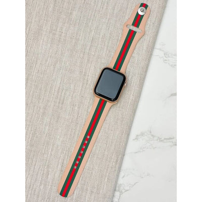 Red & Green Striped Silicone iWatch Band