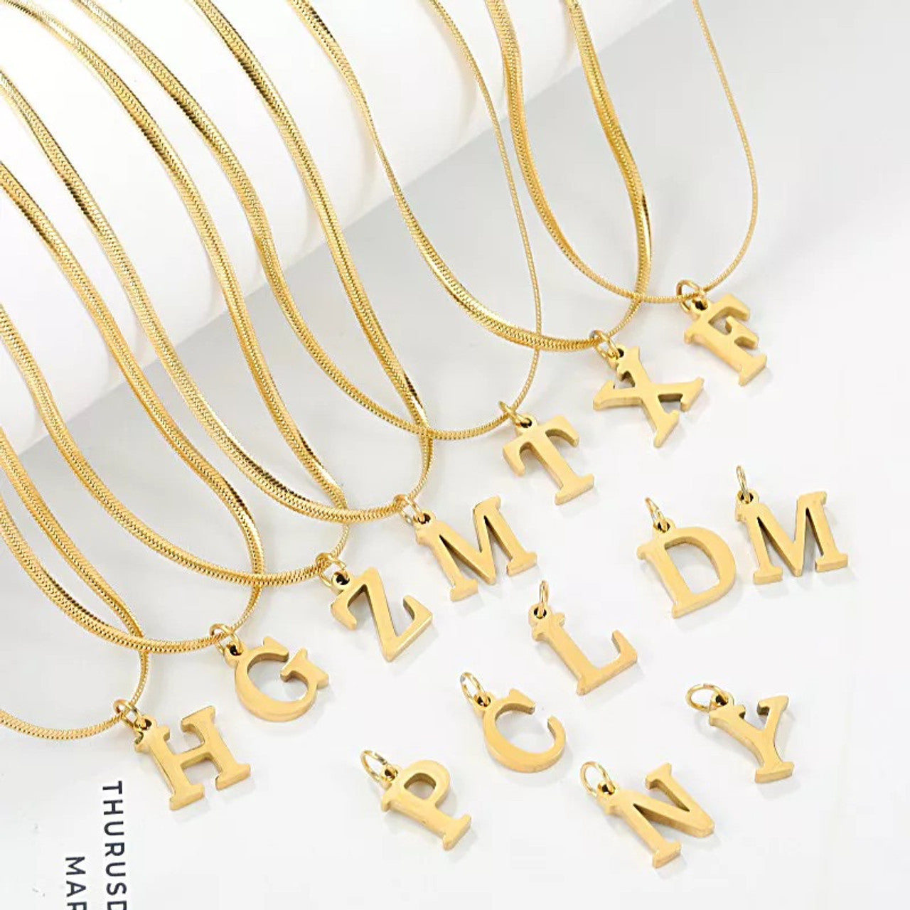 Snake Chain Initial Necklace