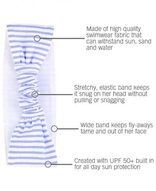 Periwinkle Blue Seersucker Swimwear Headband- Ruffle Butts