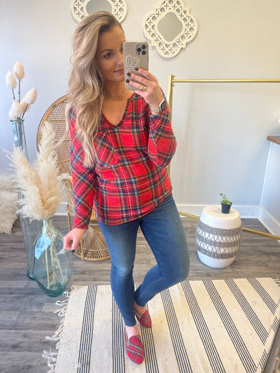 Cherry Plaid Top